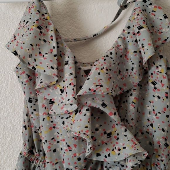 BCBG Grey/Blue Confetti Splashed Cross Front Mini Dress Size XS - Picture 4 of 10